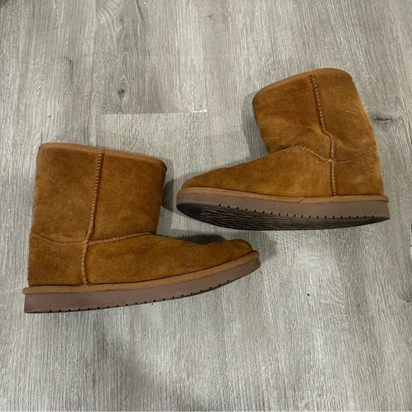 Koolaburra By Ugg Victoria Short Girl Youth Chestnut Tan Winter Bow Boots Size 4 - Picture 2 of 9